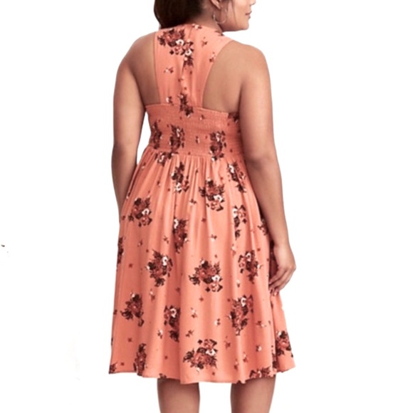 Torrid Coral Floral Print Midi Dress Size 2 - Picture 2 of 7
